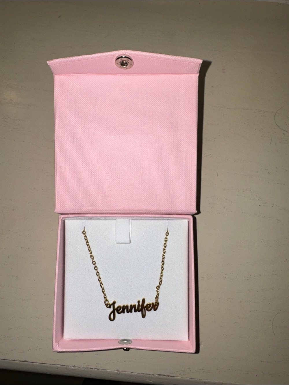Golden Threads Gold Name Necklace with Pink Gift Box